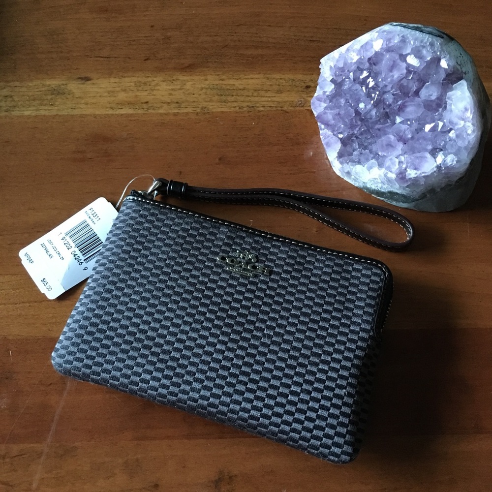 NWT COACH Legacy Jacquard Corner Zip Sm. Wristlet